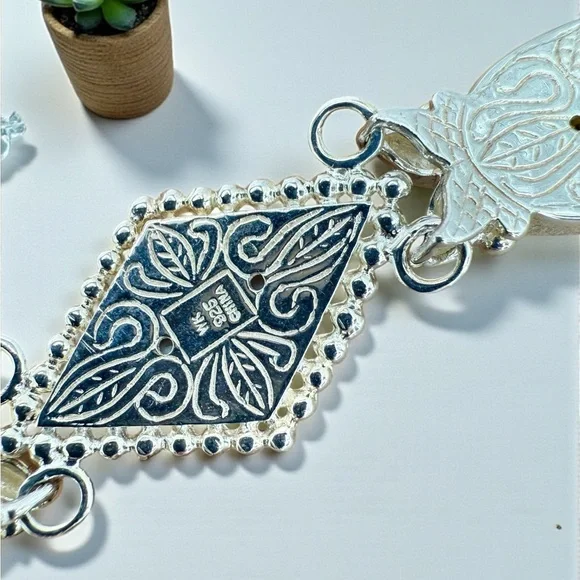 Whitney Kelly Sterling Silver Multi-Stone Beaded Frame Toggle Bracelet 7.5” - Picture 16 of 17